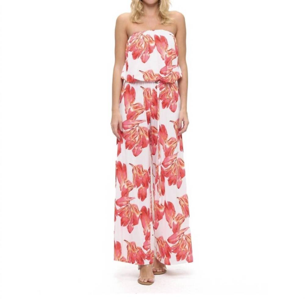 NEW ARIELLA belted tube jumpsuit in pink